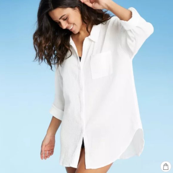 Kona Sol Other - Swim Cover Up Women Button Up Resort Swimsuit NWT